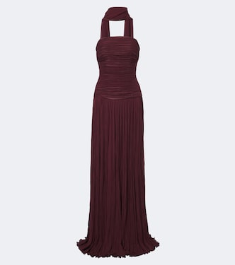 Scarf-detail pleated corset gown | Marmar Halim