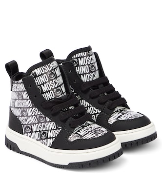 Logo high-top leather sneakers | Moschino Kids