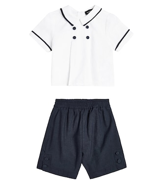 Camisa y pantalones de algodón y lino | Monnalisa