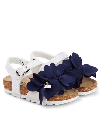 Glitter leather-trimmed sandals | Monnalisa