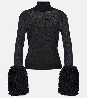 Top aus Wolle mit Faux Fur | Alaïa