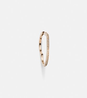 Antifer Heart Large 18kt rose gold single hoop earring with diamonds | Repossi