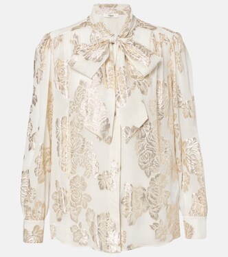 Floral fil coupé silk-blend lamé blouse | Chloé