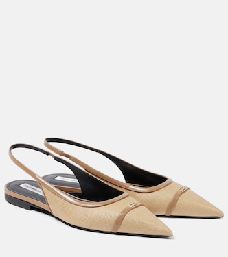Slingback-Ballerinas aus Raffiabast mit Leder | Victoria Beckham