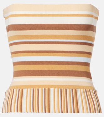 Citara striped knitted cotton-blend tube top | Faithfull