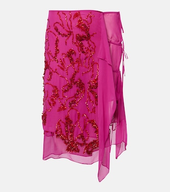 Sequined draped chiffon midi skirt | Dries Van Noten