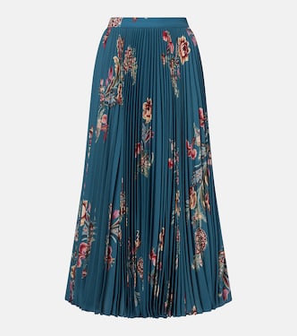 Plissé high-rise floral midi skirt | Etro