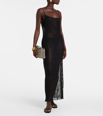 Sienna semi-sheer linen maxi dress in black - The Frankie Shop | Mytheresa