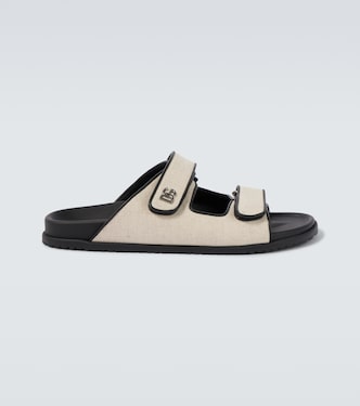 DG leather-trimmed canvas sandals | Dolce&Gabbana