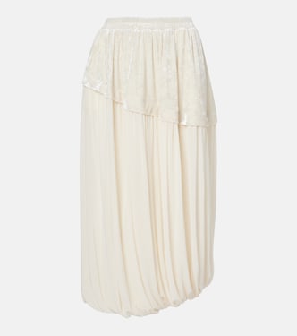Layered velvet-trimmed midi skirt | Xu Zhi
