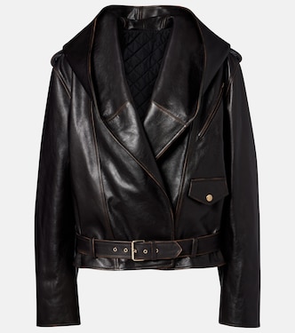 Hooded leather biker jacket | Alaïa