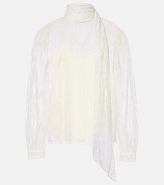 Blusa floral translúcida con lazada | Gucci