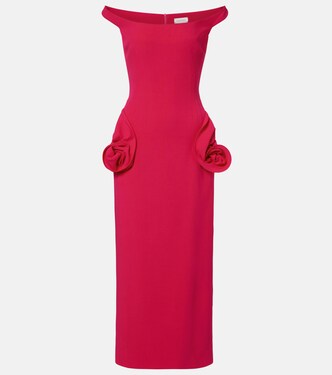 Floral-appliqué off-shoulder cocktail dress | Magda Butrym