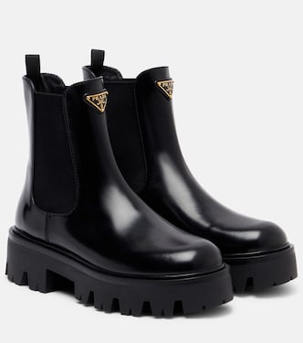 Botas chelsea con plataforma de piel con logo | Prada