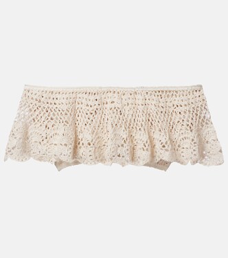 Filigree crochet off-shoulder cotton crop top | Anna Kosturova