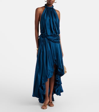 zimmermann blue halter dress Zimmermann Luminous Halter Gown in Cornflower