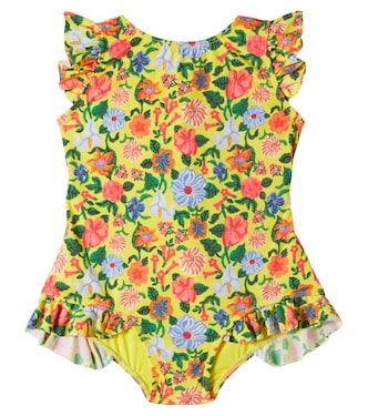 Bow-detail floral ruffled swimsuit | Fábula