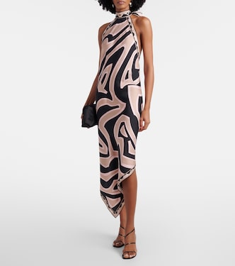 pucci midi dress Labirinto halterneck silk twill midi dress in multicoloured - Pucci
