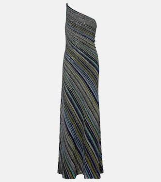 One-Shoulder-Maxikleid aus Lamé mit Pailletten | Missoni