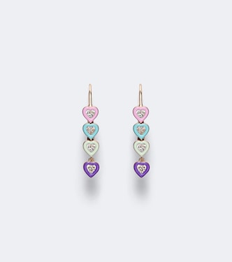 Candy Crush 18kt rose gold drop earrings with diamonds and enamel | Kamyen