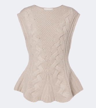 Signy cable-knit peplum cashmere top | Lisa Yang