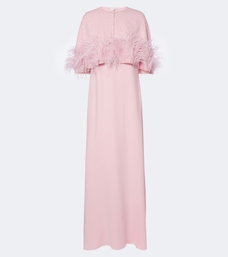 Embellished caped silk-blend georgette gown | Oscar de la Renta