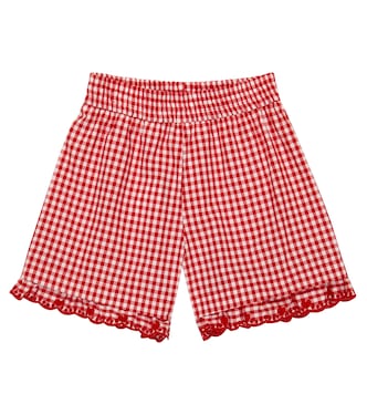 Gingham embroidered cotton shorts | Monnalisa