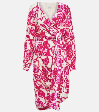 فستان ميدي من المخمل بطبعات | Dries Van Noten