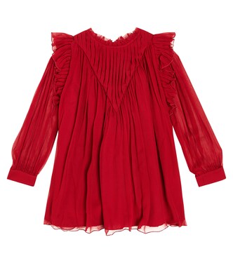Ruffled silk chiffon dress | Chloé Kids