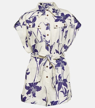 Acadian floral linen playsuit | Zimmermann