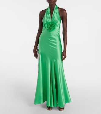 Rose halterneck silk gown in green - Rodarte | Mytheresa