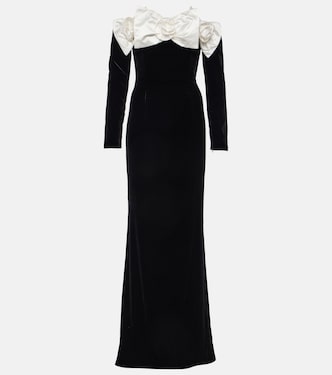 Bow-detail off-shoulder velvet gown | Alessandra Rich
