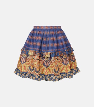 Voyage Imaginaire tiered linen miniskirt | Valentino