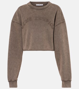 Logo cropped cotton jersey sweatshirt | Acne Studios