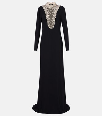 Robe Dellana aus Crêpe mit Kristallen | Costarellos