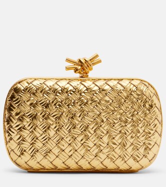 Knot Intreccio metallic leather clutch | Bottega Veneta