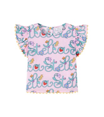 Top de algodón con logo y volantes | Stella McCartney Kids