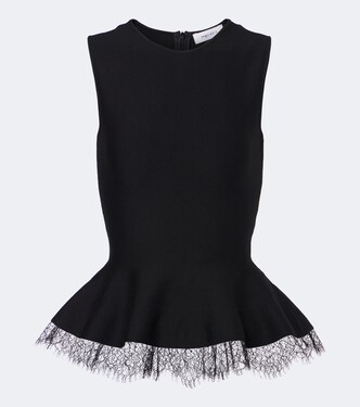 Lace-trimmed peplum top | McQueen