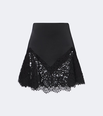 Asymmetric lace-trimmed satin miniskirt | Stella McCartney