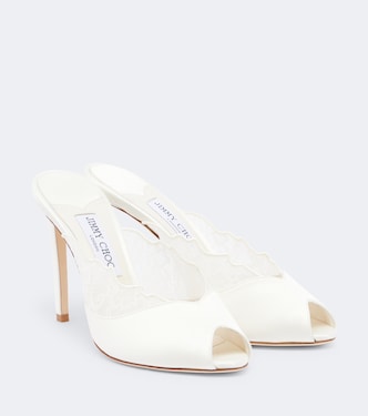 Brigitte lace-trimmed satin mules | Jimmy Choo