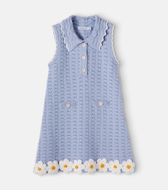Floral pointelle cotton-blend dress | Self-Portrait Kids