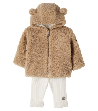 Baby teddy and cotton hoodie and leggings set | Moncler Enfant