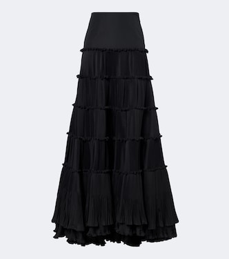 Plissé tiered taffeta maxi skirt | Blumarine