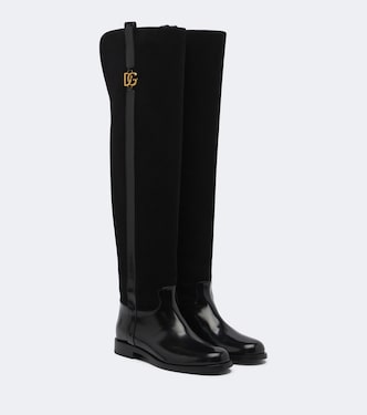 Overknee-Stiefel DG aus Veloursleder und Leder | Dolce&Gabbana