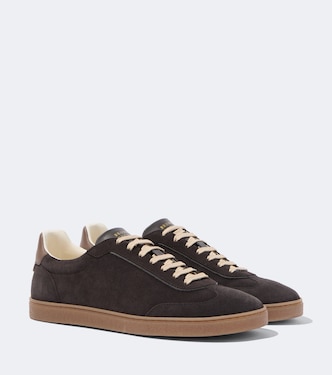 Leather-trimmed suede sneakers | Brunello Cucinelli