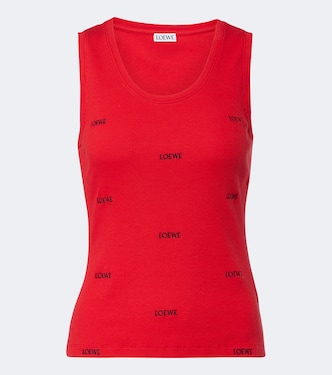 Logo ribbed-knit cotton-blend tank top | Loewe