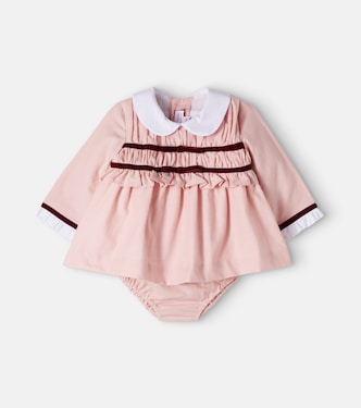 Baby Garcia bow-detail cotton top and bloomers set | La Coqueta