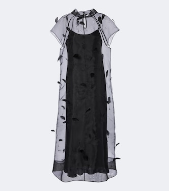 Pauline feather-trimmed organza midi dress | Simkhai