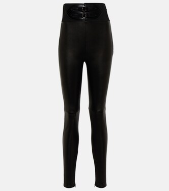 High-Rise Leggings aus Leder | Alaïa