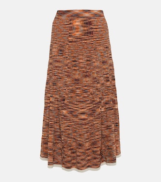 Space-dyed pleated knit midi skirt | Simkhai